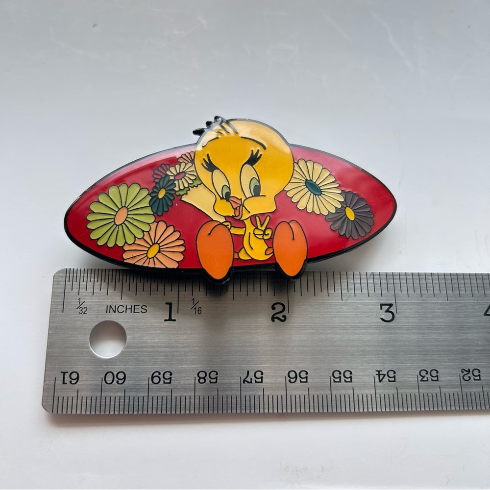 Tweety Bird Retro Flower Power Vintage Metal Barrette Hair Clip